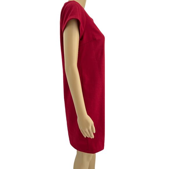 Amanda Lane (8) Petite Red Mad Shift Mini Dress Short Sleeve - Picture 3 of 7
